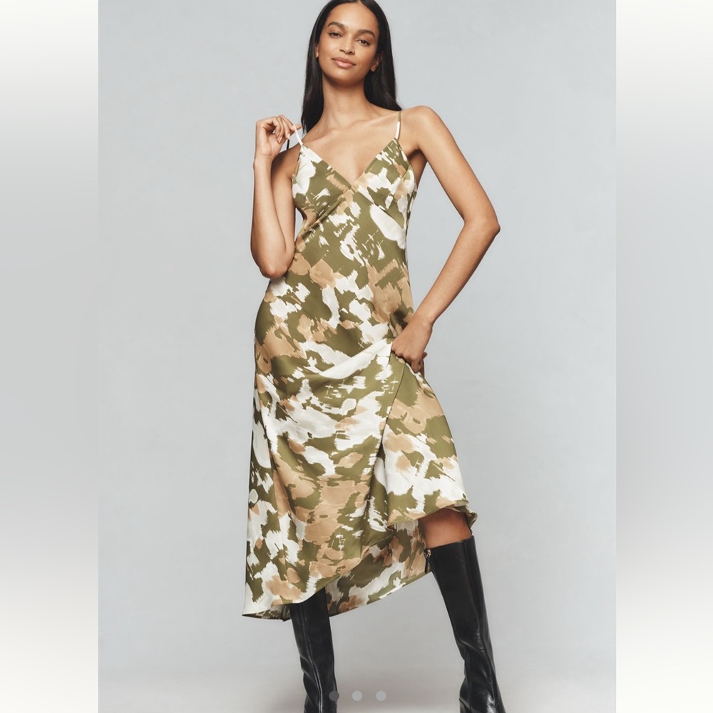 Anthropologie sleeveless v neck slip midi dress